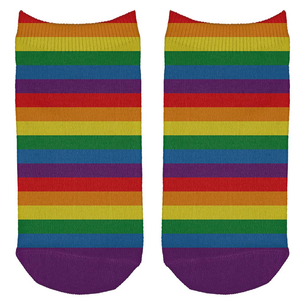 LGBT Multi Rainbow Gay Pride Flag All Over Adult Ankle Socks Socks Old Glory OS White 