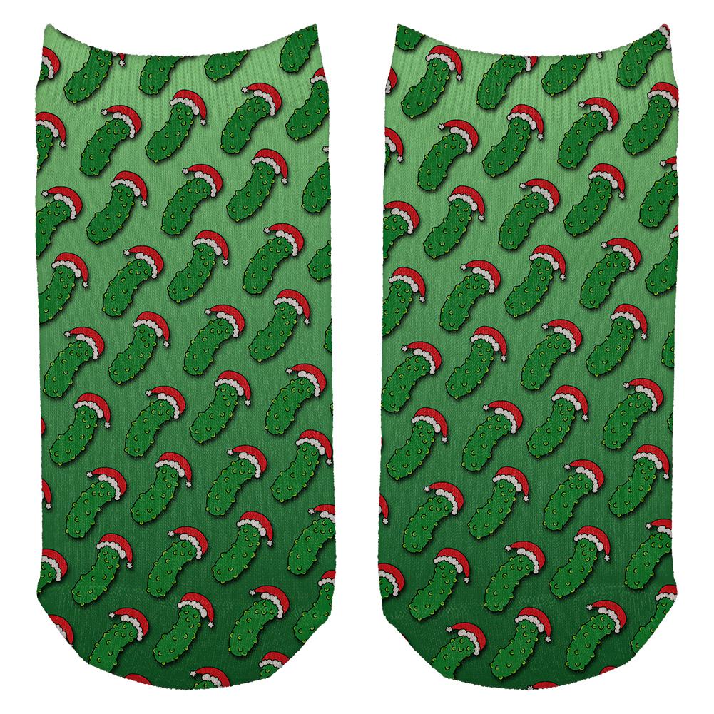 Christmas German Pickle Pattern All Over Adult Ankle Socks Socks Old Glory OS White 