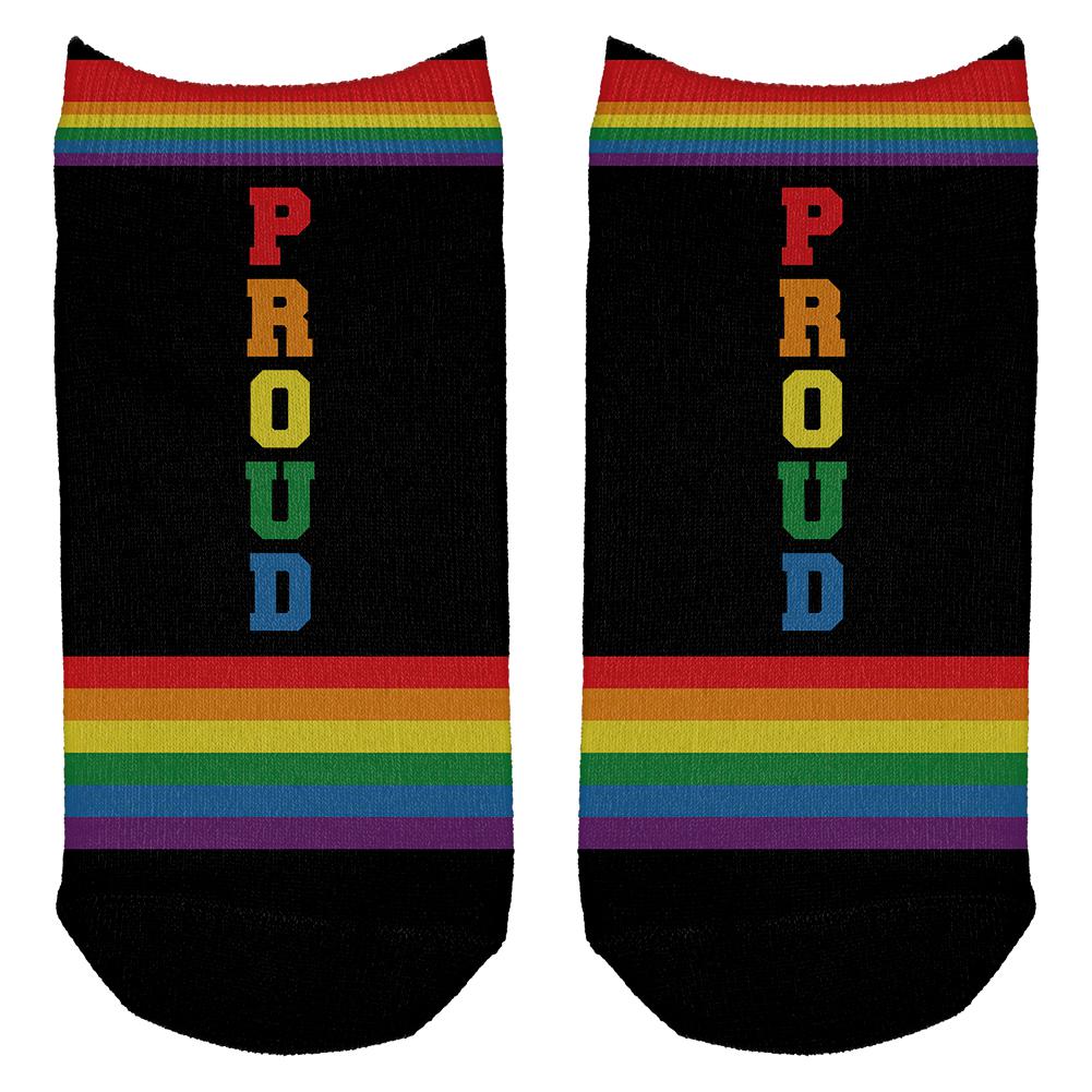 LGBT Proud Rainbow Gay Pride Flag All Over Adult Ankle Socks Socks Old Glory OS White 