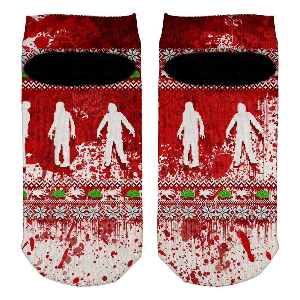 Ugly Christmas Sweater Bloody Zombie Attack Survivor All Over Adult Ankle Socks Socks Old Glory   