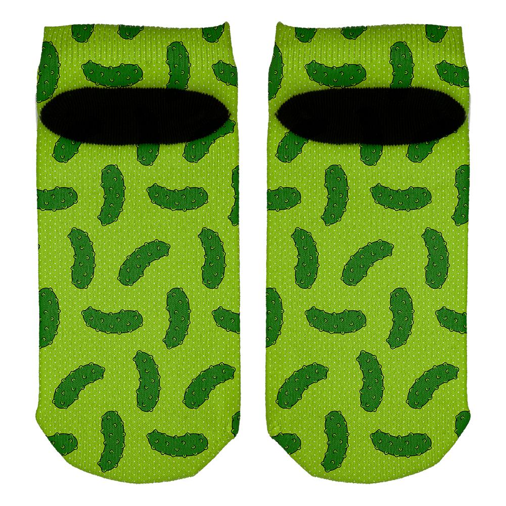 Vegetable Pickle Pickles Repeat Pattern -Lime All Over Adult Ankle Socks Socks Old Glory   