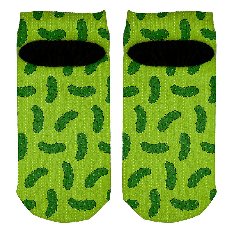 Vegetable Pickle Pickles Repeat Pattern -Lime All Over Adult Ankle Socks Socks Old Glory   