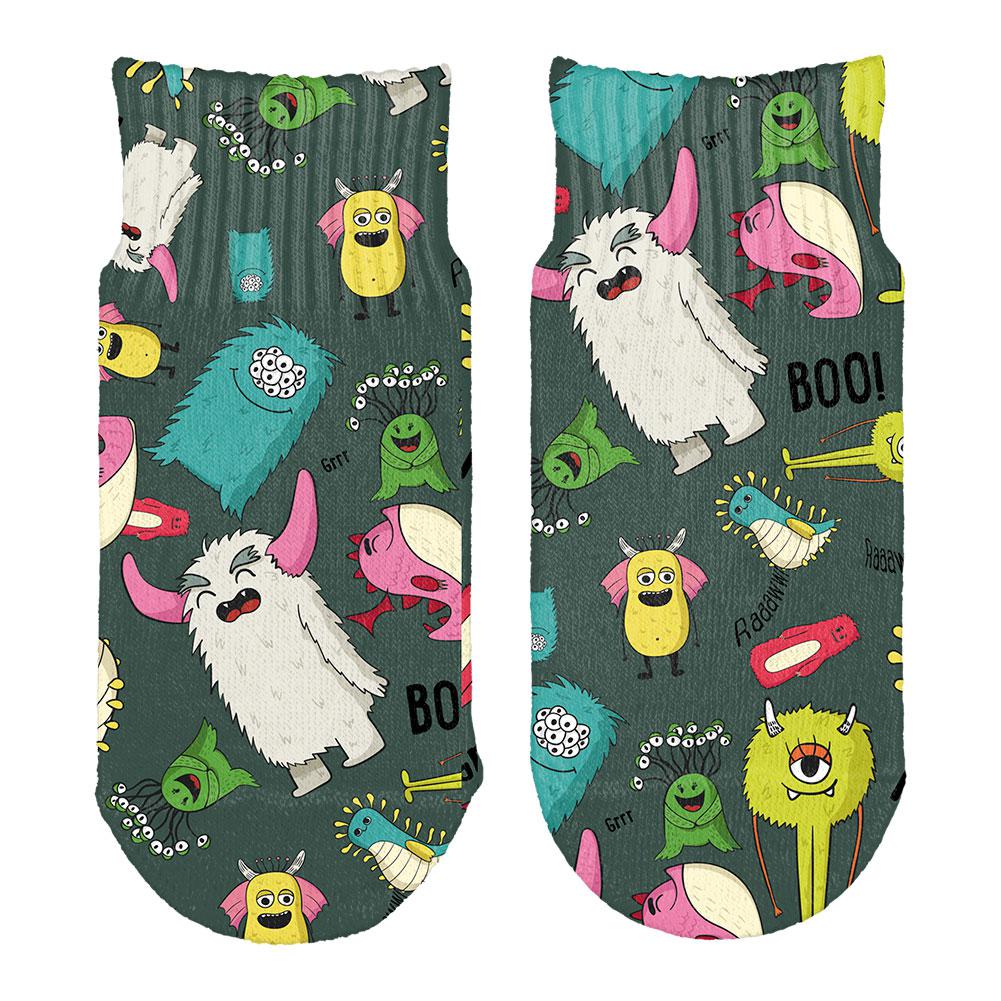 Cute Monster Pattern All Over Toddler Ankle Socks Toddler Socks Old Glory OS White 