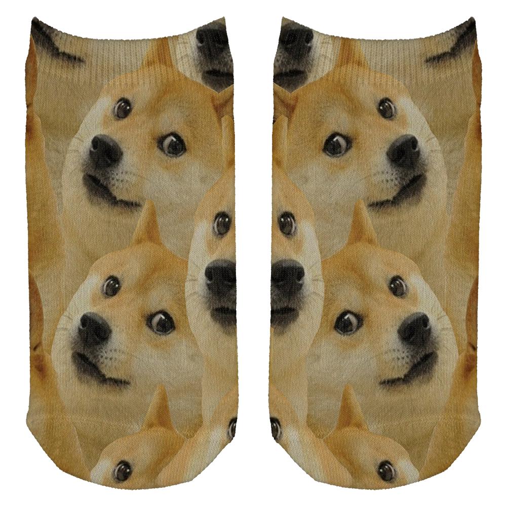 Doge Meme All Over Adult Ankle Socks Socks Old Glory OS White 