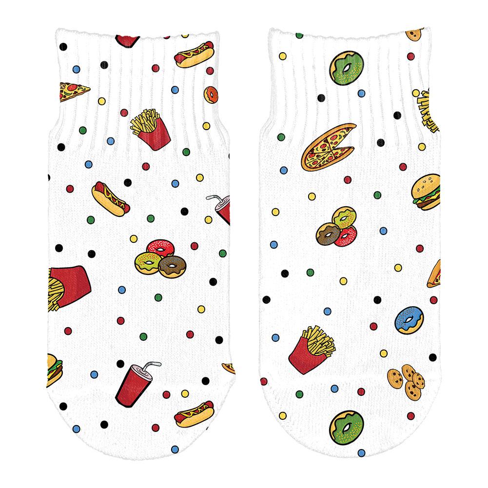 Junk Food Pattern All Over Toddler Ankle Socks Toddler Socks Old Glory OS White 