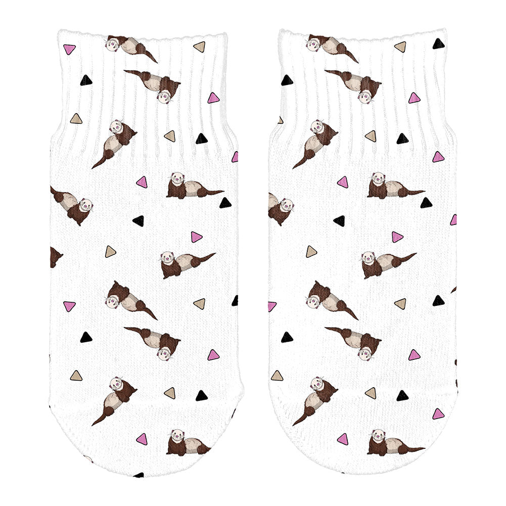 Retro Ferret Pattern All Over Toddler Ankle Socks Toddler Socks Old Glory OS White 