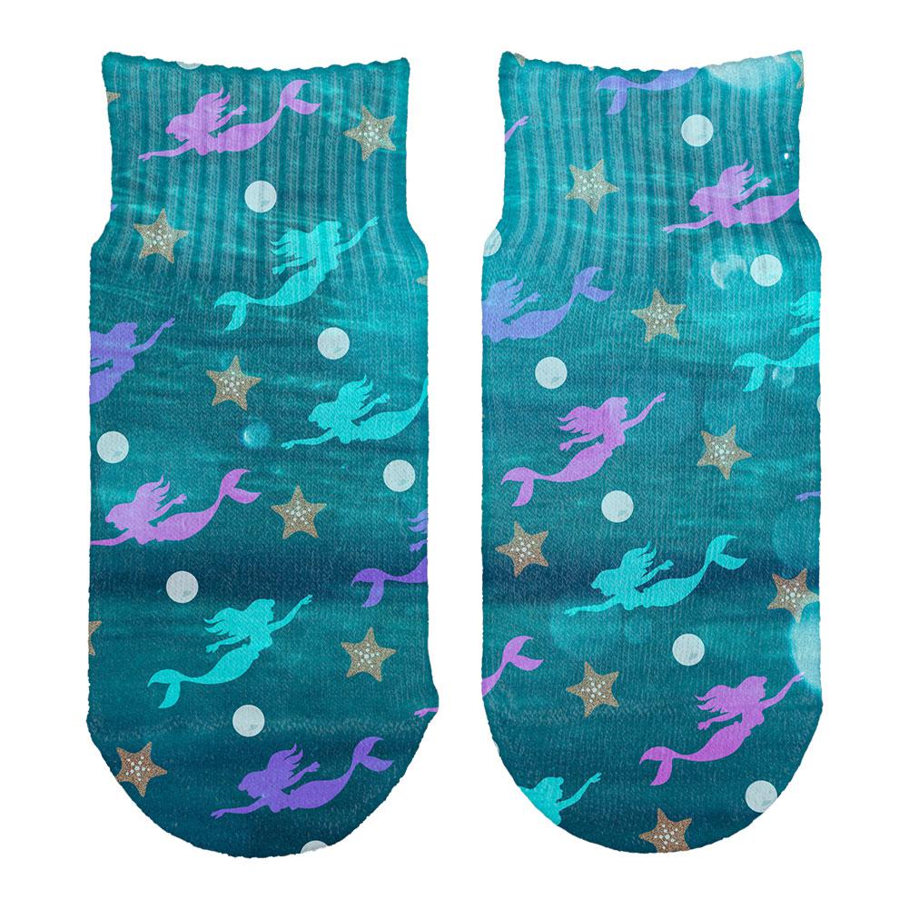 Mermaids Pearls and Starfish Pattern All Over Toddler Ankle Socks Toddler Socks Old Glory OS White 