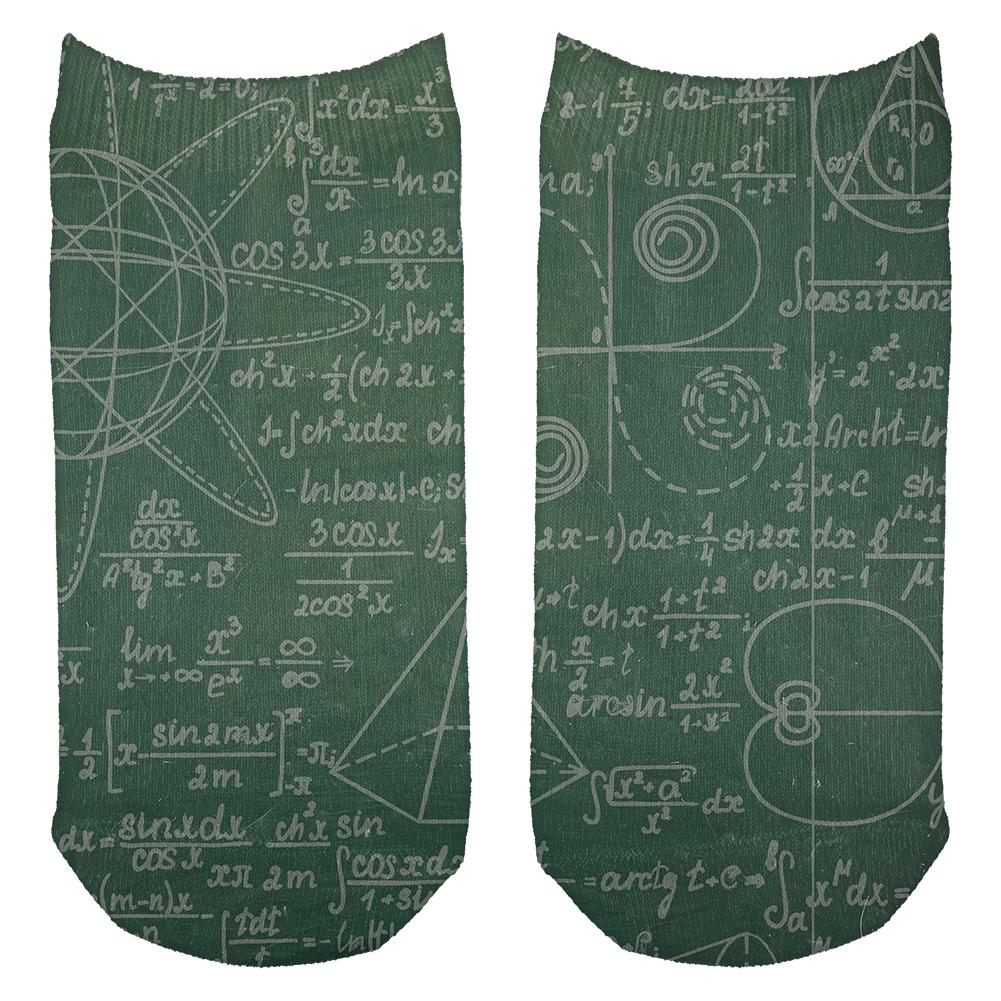 Math Geek Formulas Chalkboard All Over Adult Ankle Socks Socks Old Glory OS White 