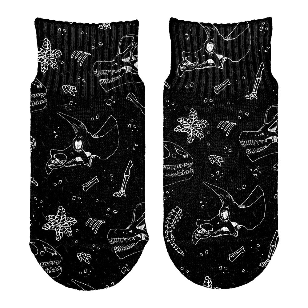 Dinosaur Dino Bones Fossil Pattern All Over Toddler Ankle Socks Toddler Socks Old Glory OS White 