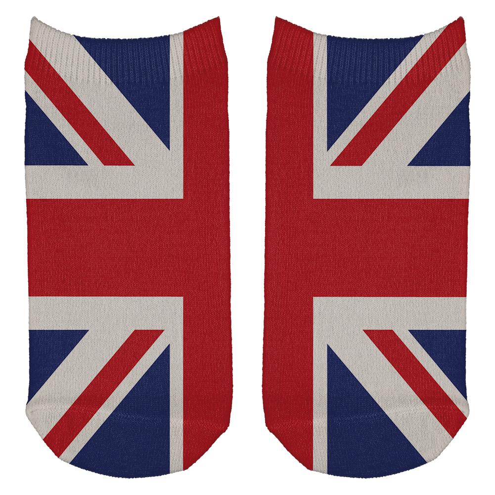 British Flag Union Jack All Over Adult Ankle Socks Socks Old Glory OS White 