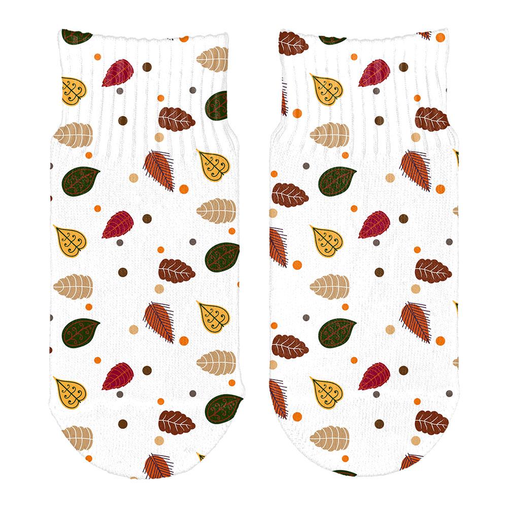 Autumn Leaves Pattern All Over Toddler Ankle Socks Toddler Socks Old Glory OS White 