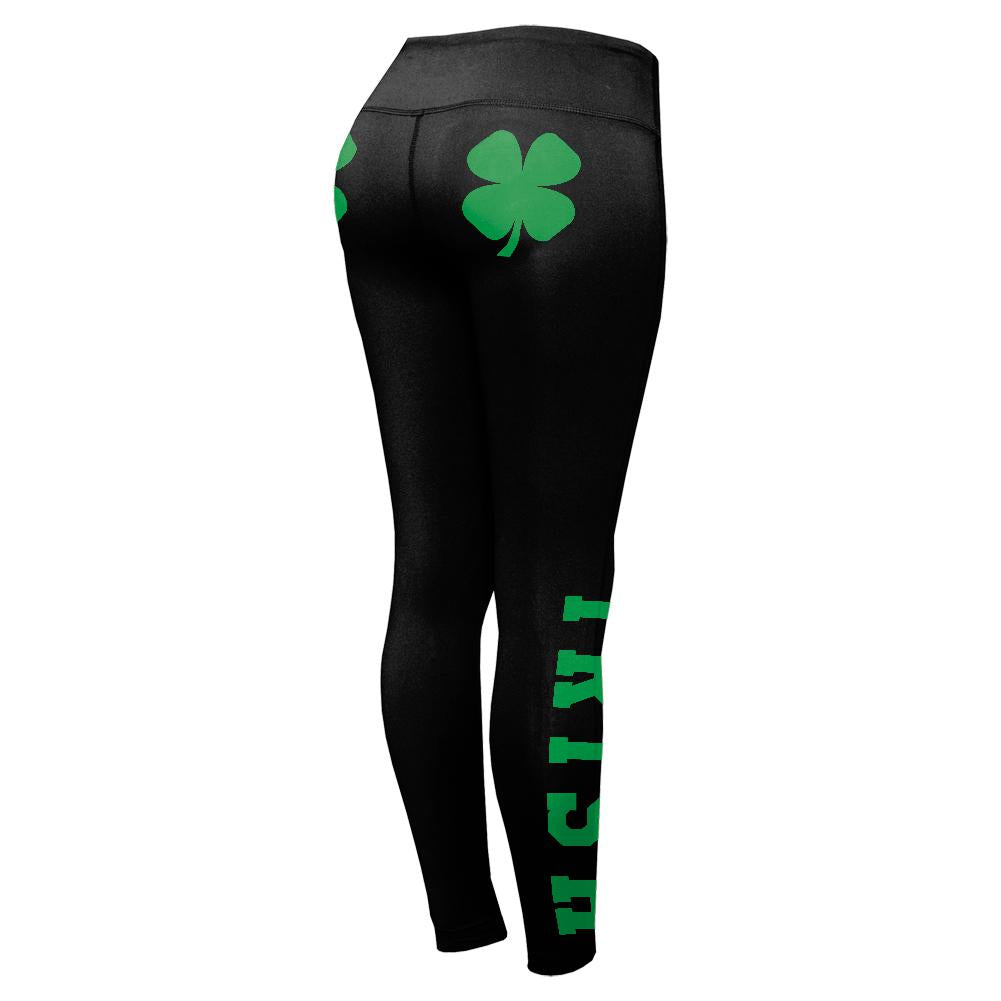 St Patricks Day Irish Shamrocks Womens Performance Leggings Women's Leggings Old Glory SM Black