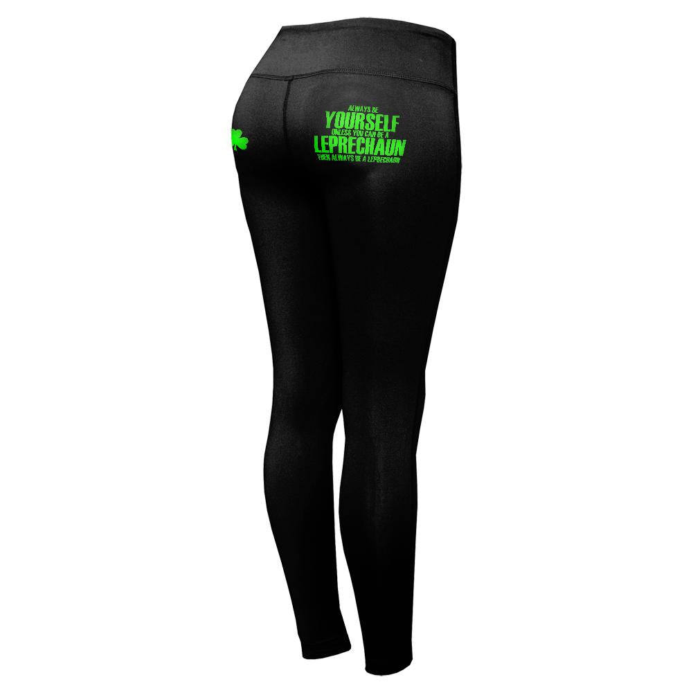 St Patrick's Day Leprechaun Women's Performance Leggings Women's Leggings Old Glory SM Black