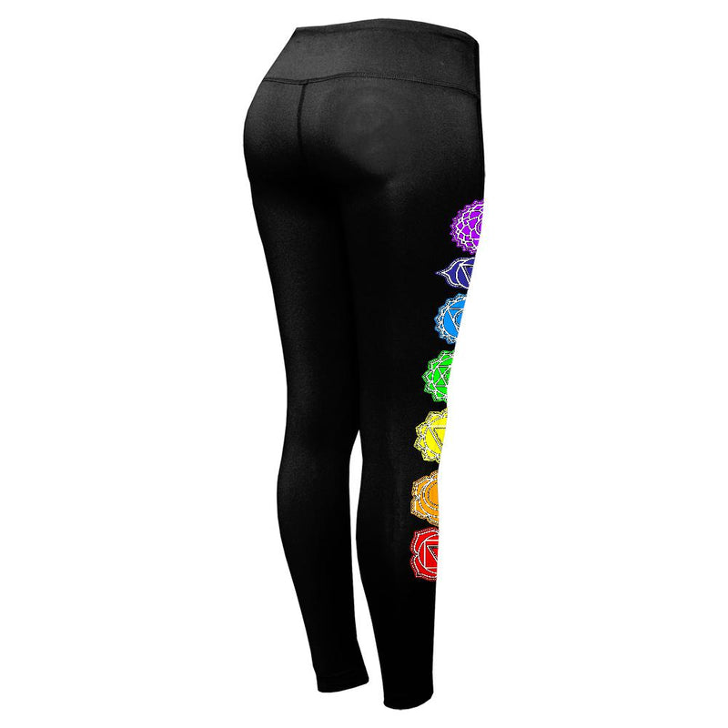 Color Your Chakras Bright Womens Performance Leggings Women's Leggings Old Glory   