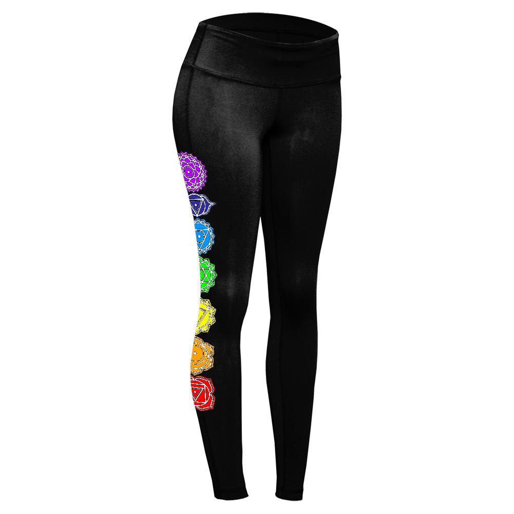 Color Your Chakras Bright Womens Performance Leggings Women's Leggings Old Glory 2XL Black 