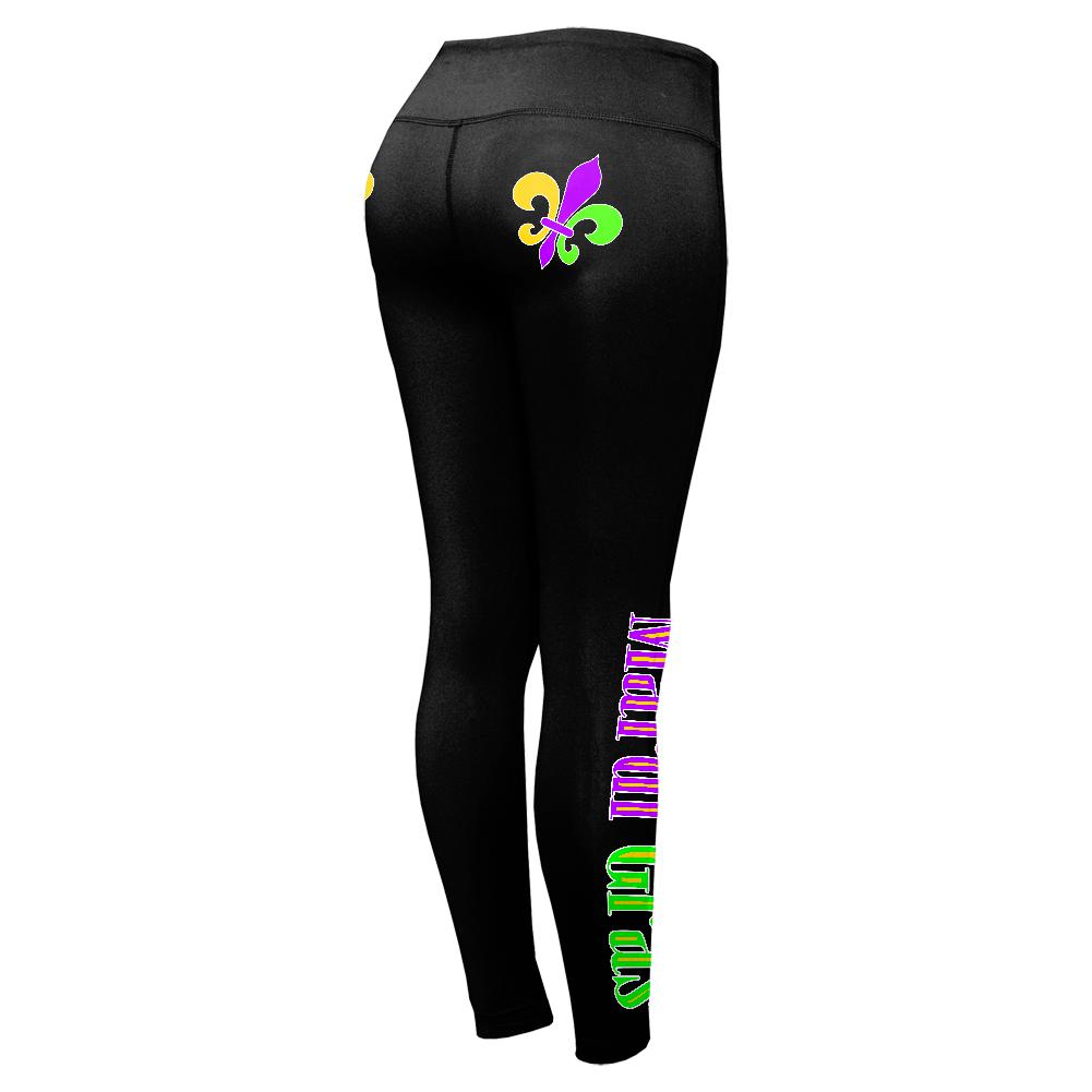 Mardi Gras Fleur De Lis Womens Performance Leggings Women's Leggings Old Glory SM Black