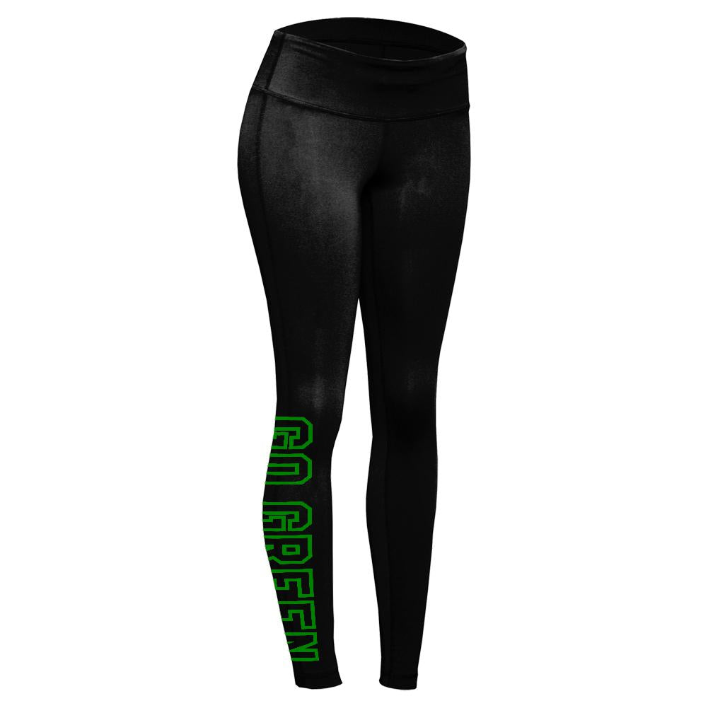 Go Green Weed Pot Leaf Womens Performance Leggings Women's Leggings Old Glory   