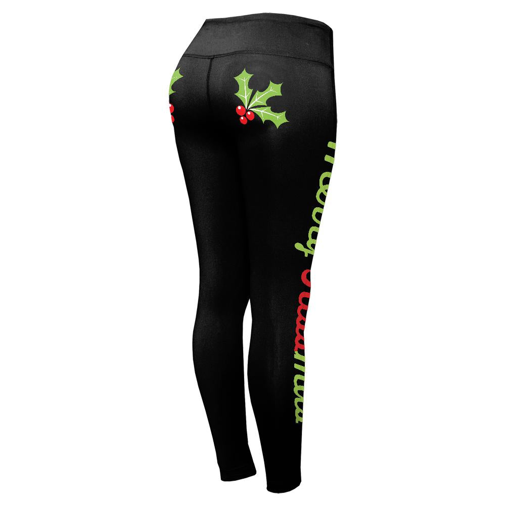 Christmas Mistletoe Merry Kissmas Womens Performance Leggings Women's Leggings Old Glory 2XL Black 