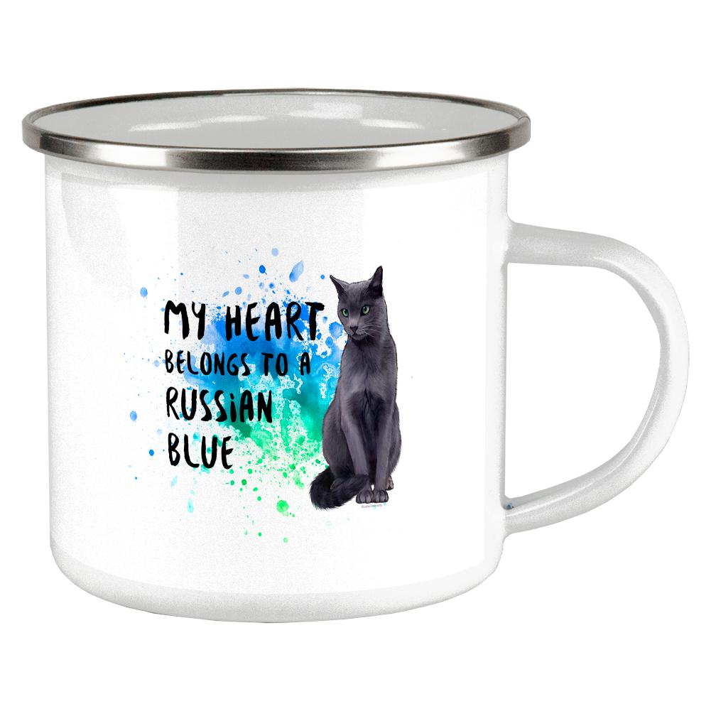 My Heart Belongs Russian Blue Cat Camp Cup Mugs Old Glory OS Multi 