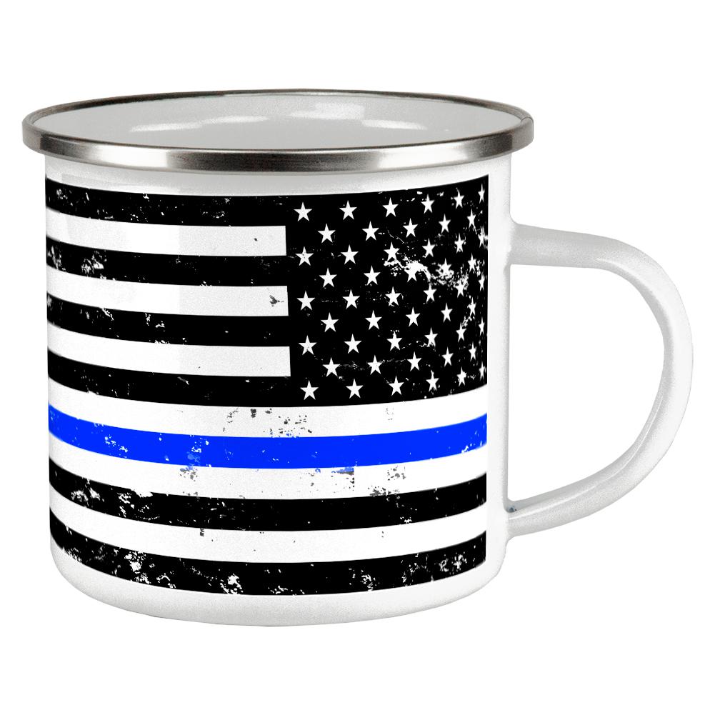 Distressed Thin Blue Line American Flag Camp Cup Mugs Old Glory OS Multi 