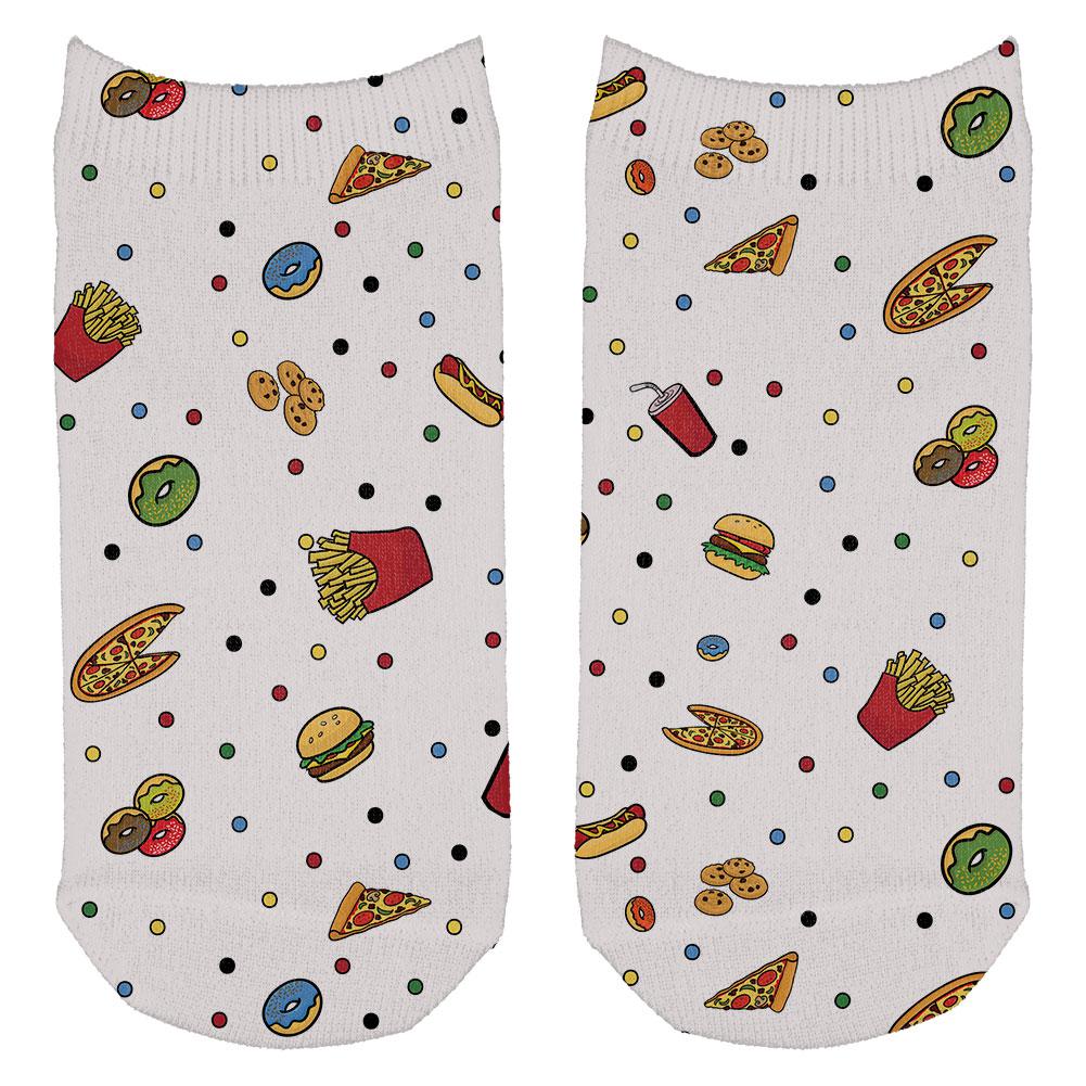 Junk Food Pattern All Over Adult Ankle Socks Socks Old Glory OS White 