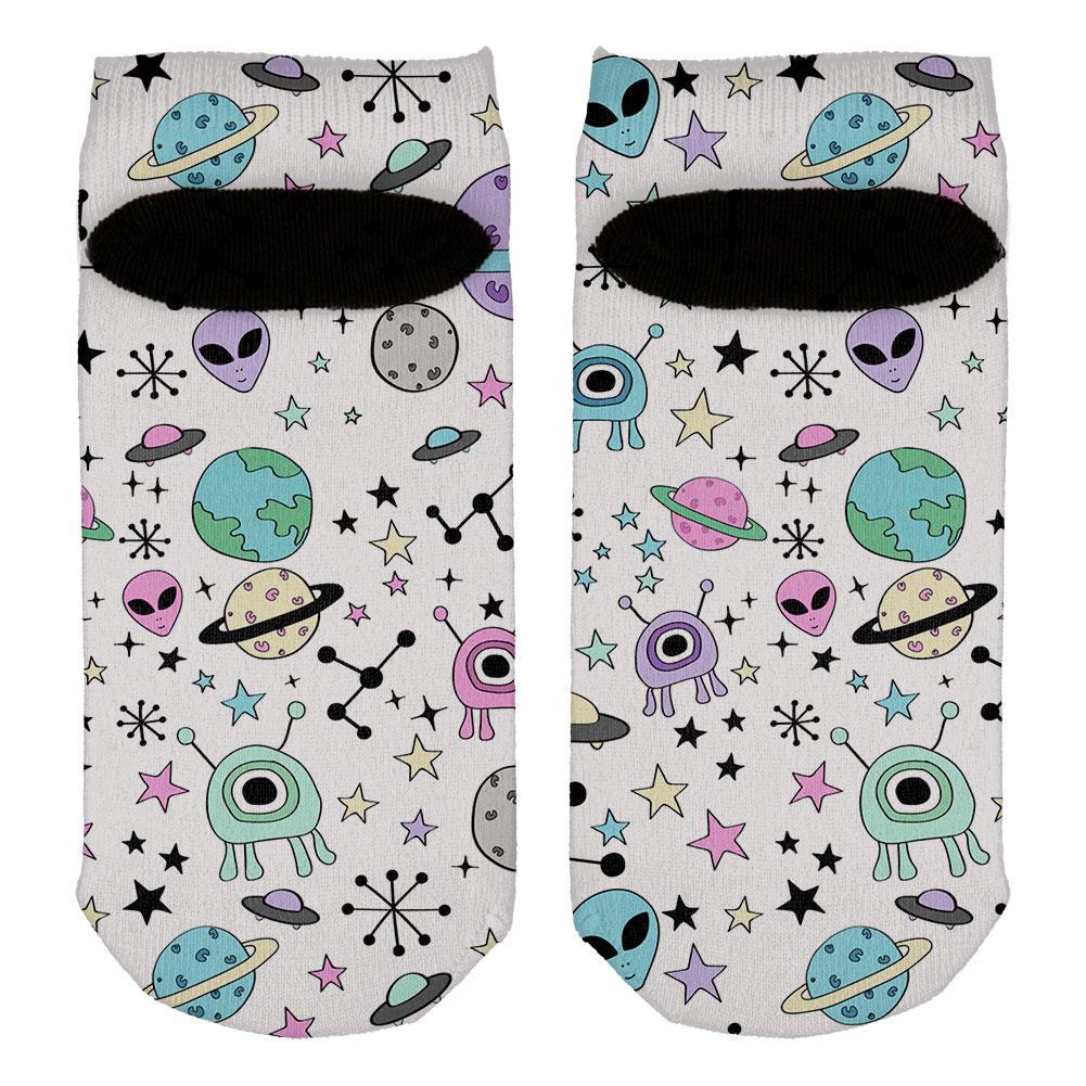 Outer Space Aliens Pattern All Over Adult Ankle Socks Socks Old Glory   