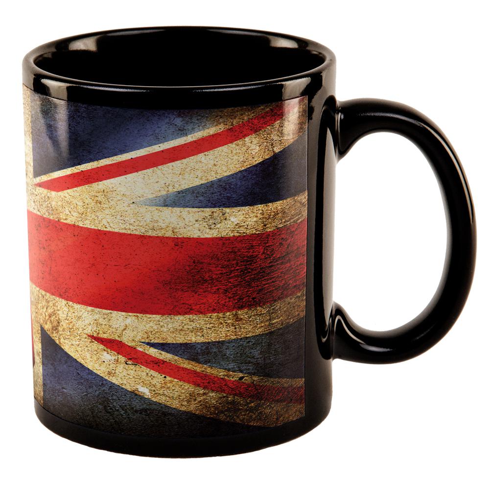 British Flag Union Jack Grunge All Over Black Out Coffee Mug Coffee Mugs Old Glory OS Black 