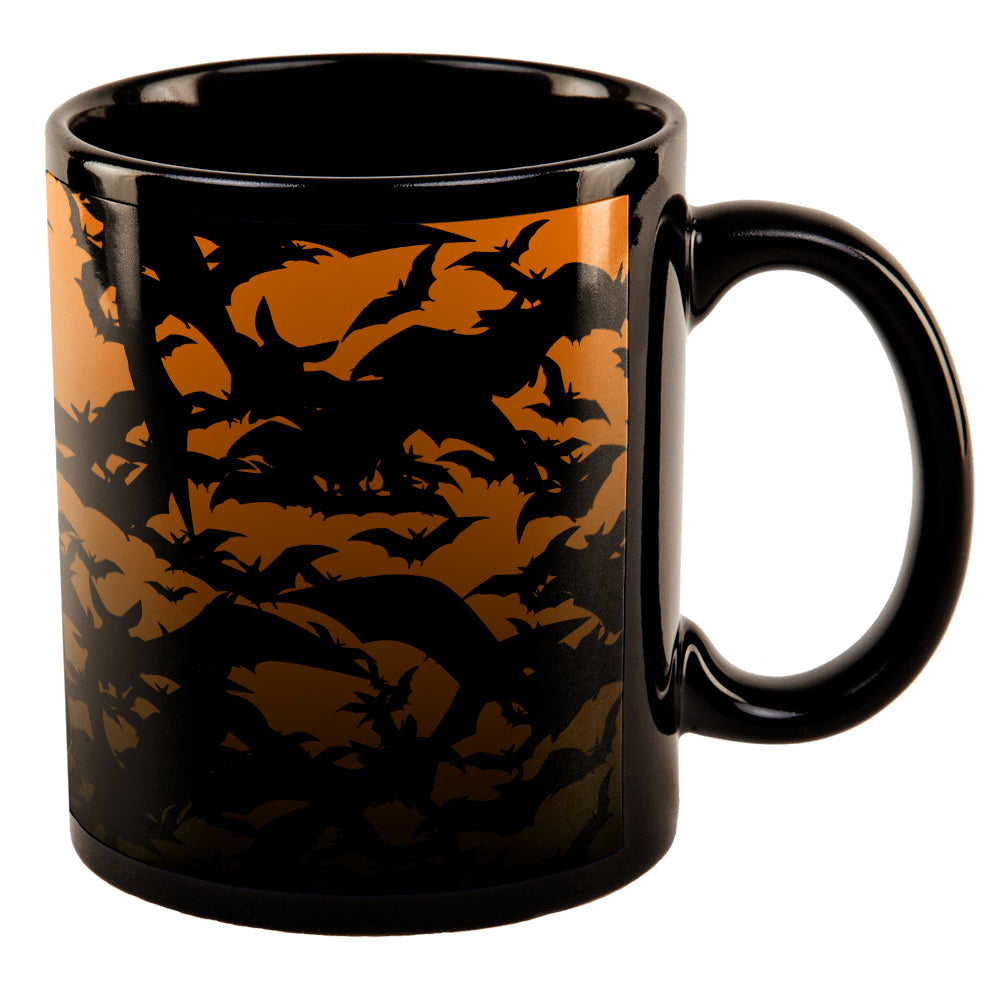 Halloween Bats in Flight All Over Black Out Coffee Mug Coffee Mugs global OS Black 