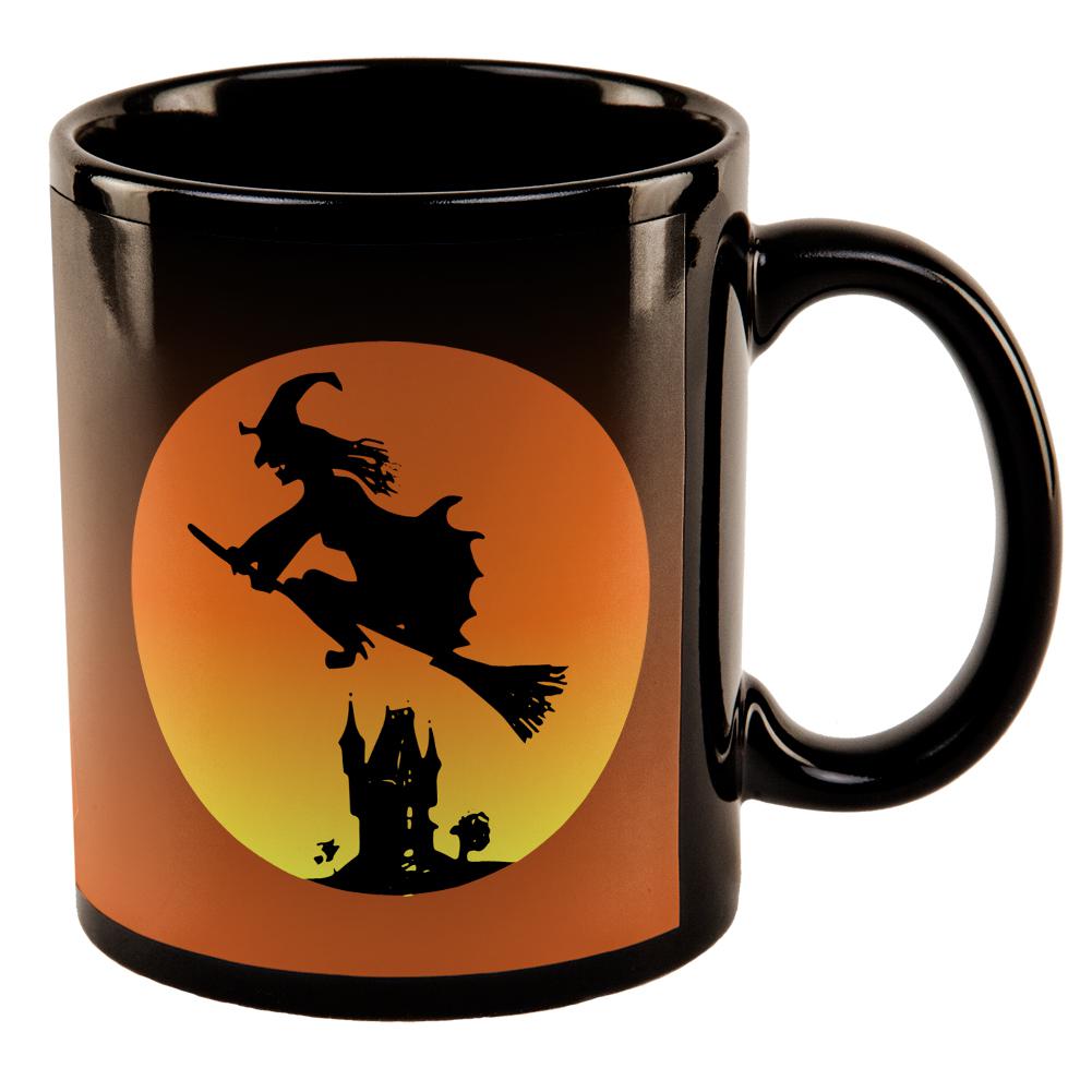 Halloween Witch Sunset All Over Black Out Coffee Mug Coffee Mugs Old Glory OS Black 