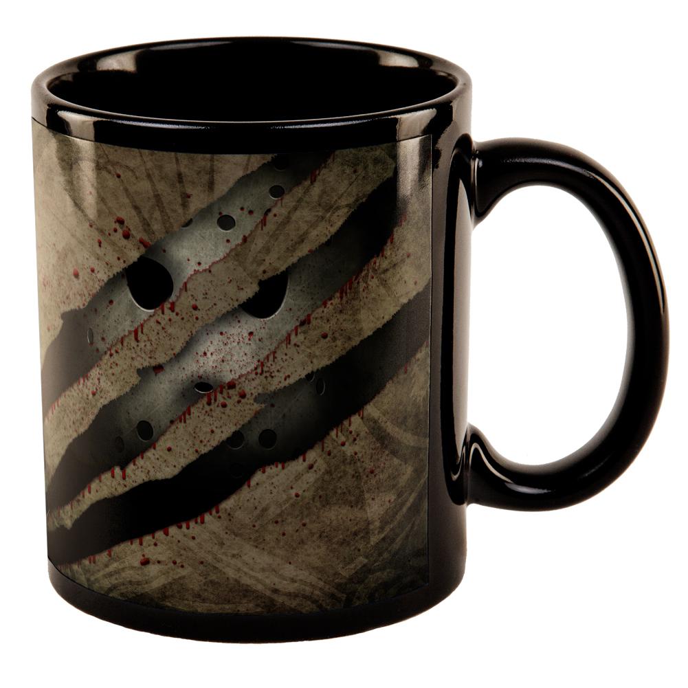 Halloween Horror Movie Mask Slasher Attack All Over Black Out Coffee Mug Coffee Mugs Old Glory OS Black 