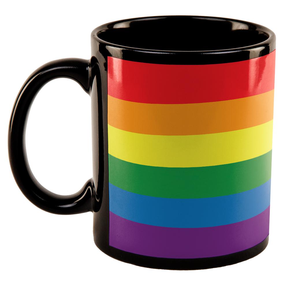 Rainbow Gay Pride Flag All Over Black Out Coffee Mug Coffee Mugs Old Glory   