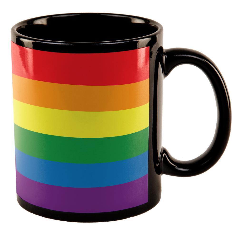 Rainbow Gay Pride Flag All Over Black Out Coffee Mug Coffee Mugs Old Glory OS Black 