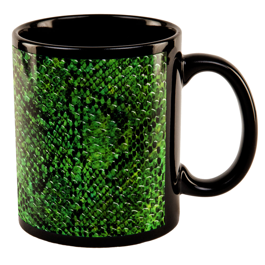 Halloween Green Snake Snakeskin All Over Black Out Coffee Mug Coffee Mugs Old Glory OS Black 