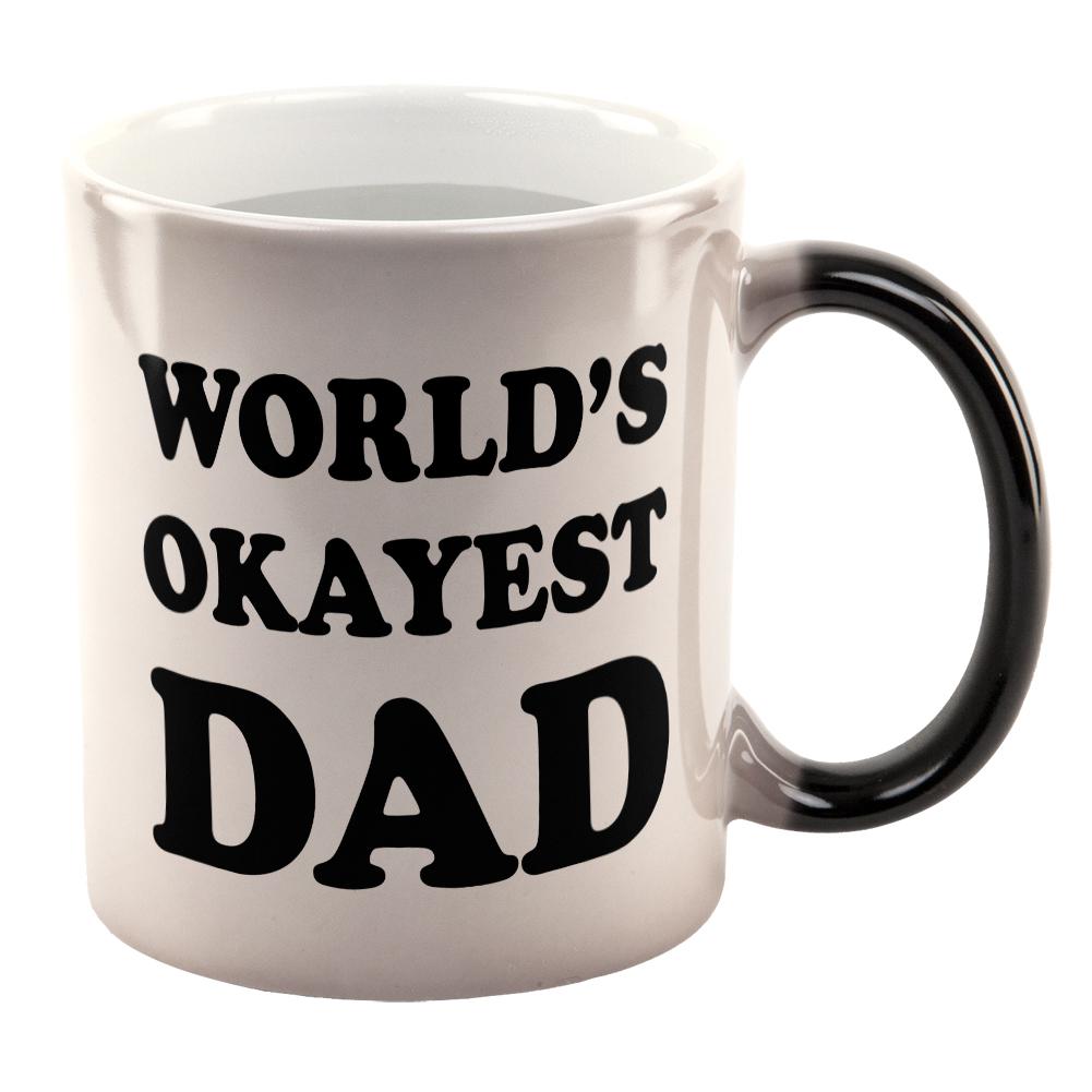 Father's Day World's Okayest Dad All Over Heat Changing Coffee Mug Coffee Mugs Old Glory OS Multi 