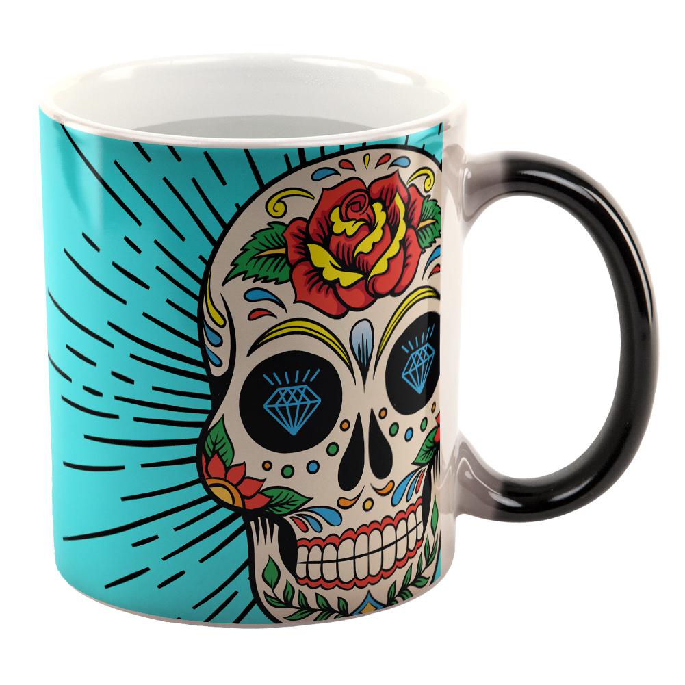 Halloween Sugar Skull All Over Heat Changing Coffee Mug Coffee Mugs Old Glory OS Multi 