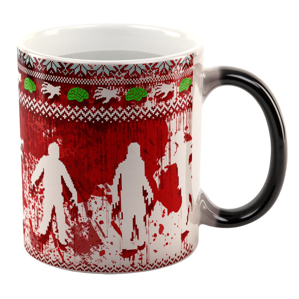 Ugly Christmas Sweater Bloody Zombie Attack Survivor All Over Heat Changing Coffee Mug Coffee Mugs Old Glory OS Multi 