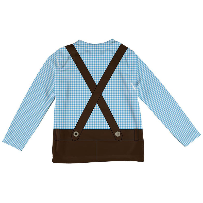 Oktoberfest Lederhosen Costume Brown Suspenders Blue Plaid Toddler Long Sleeve T Shirt Toddler Long Sleeves Old Glory   