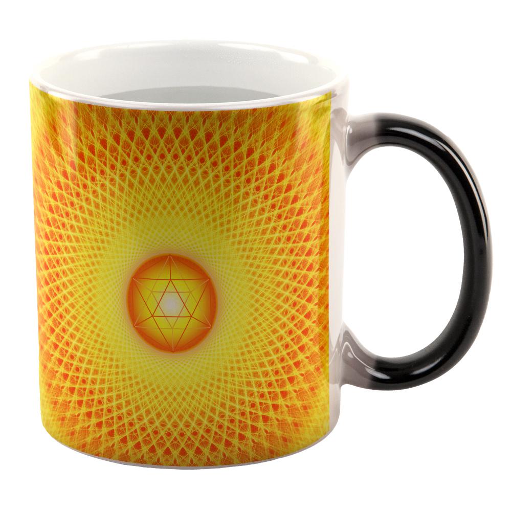 d20 Icosahedron Fire Mandala All Over Heat Changing Coffee Mug Coffee Mugs Old Glory OS Multi 