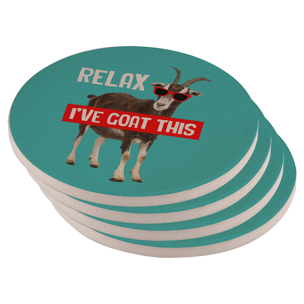 Relax I've Goat Got This Set of 4 Round Sandstone Coasters Coasters Old Glory OS Multi 