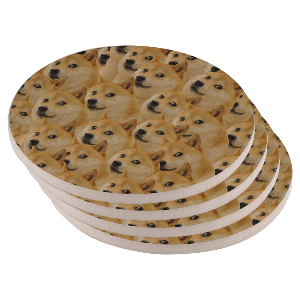 Doge Meme Set of 4 Round Sandstone Coasters Coasters Old Glory OS Multi 