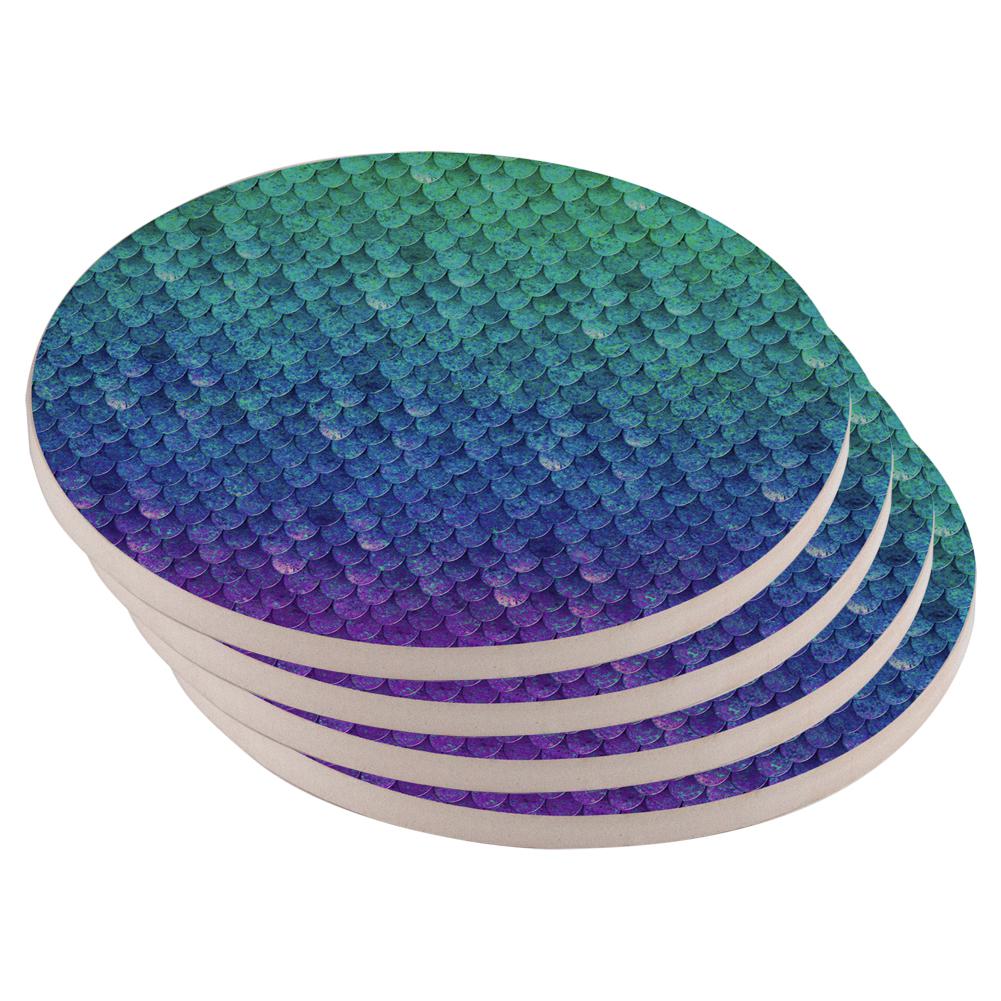 Mermaid Scales Set of 4 Round Sandstone Coasters Coasters Old Glory OS Multi 