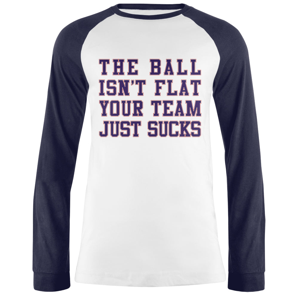 Deflategate Your Team Sucks Mens Long Sleeve Raglan T Shirt Men's Long Sleeves Old Glory 2XL White-Navy 