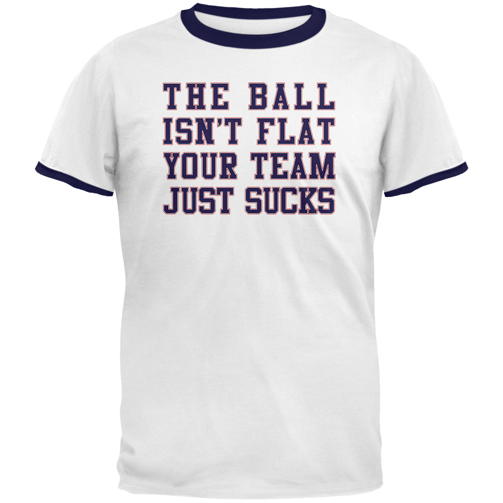 Deflategate Your Team Sucks Mens Ringer T Shirt Men's T-Shirts Old Glory 2XL White-Navy 