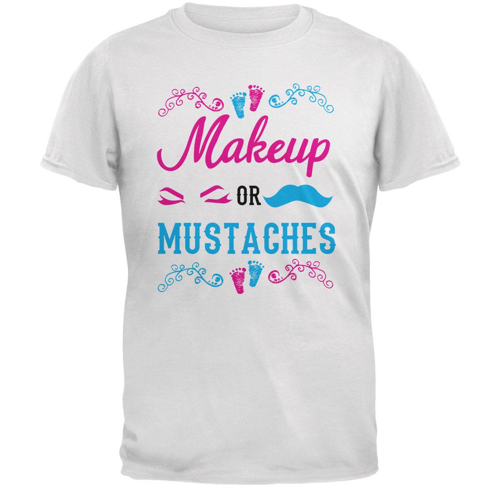 Gender Reveal Makeup Or Mustaches Mens T Shirt Men's T-Shirts Old Glory 2XL White 