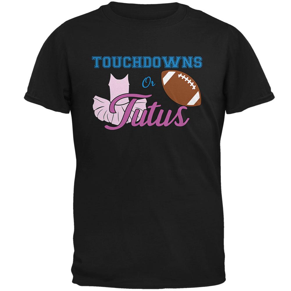 Gender Reveal Touchdowns or Tutus Ballerina Football Mens T Shirt Men's T-Shirts Old Glory 2XL Black 