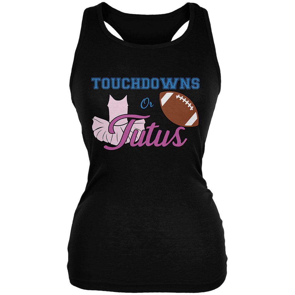 Gender Reveal Touchdowns or Tutus Ballerina Football Juniors Soft Tank Top Juniors Tank Tops Old Glory 2XL Black 