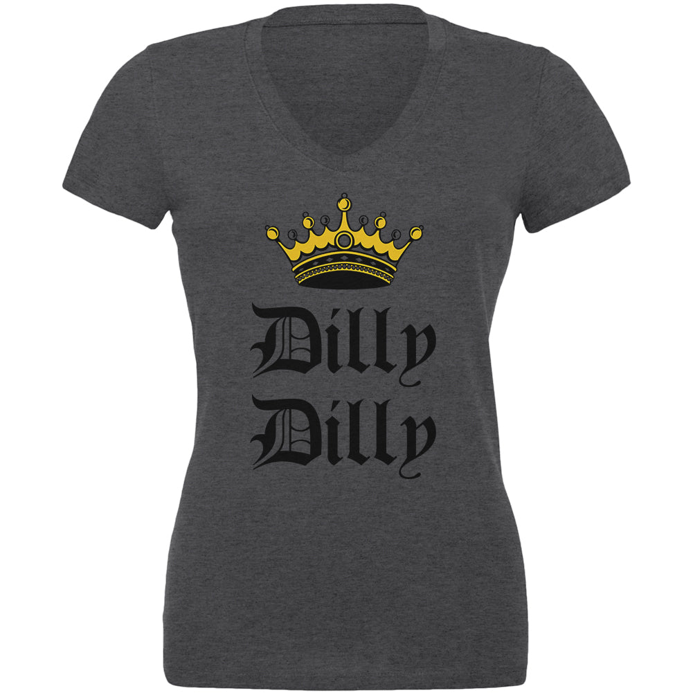 Dilly Dilly Crown Olde English Juniors V-Neck T Shirt Juniors T-Shirts Old Glory 2XL Dark Heather 