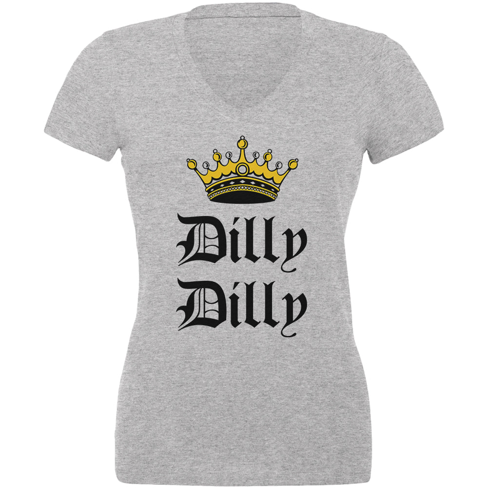 Dilly Dilly Crown Olde English Juniors V-Neck T Shirt Juniors T-Shirts Old Glory 2XL Heather 