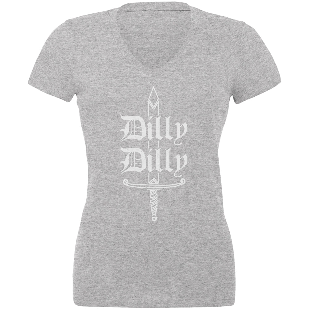 Dilly Dilly Sword Olde English Juniors V-Neck T Shirt Juniors T-Shirts Old Glory 2XL Heather 