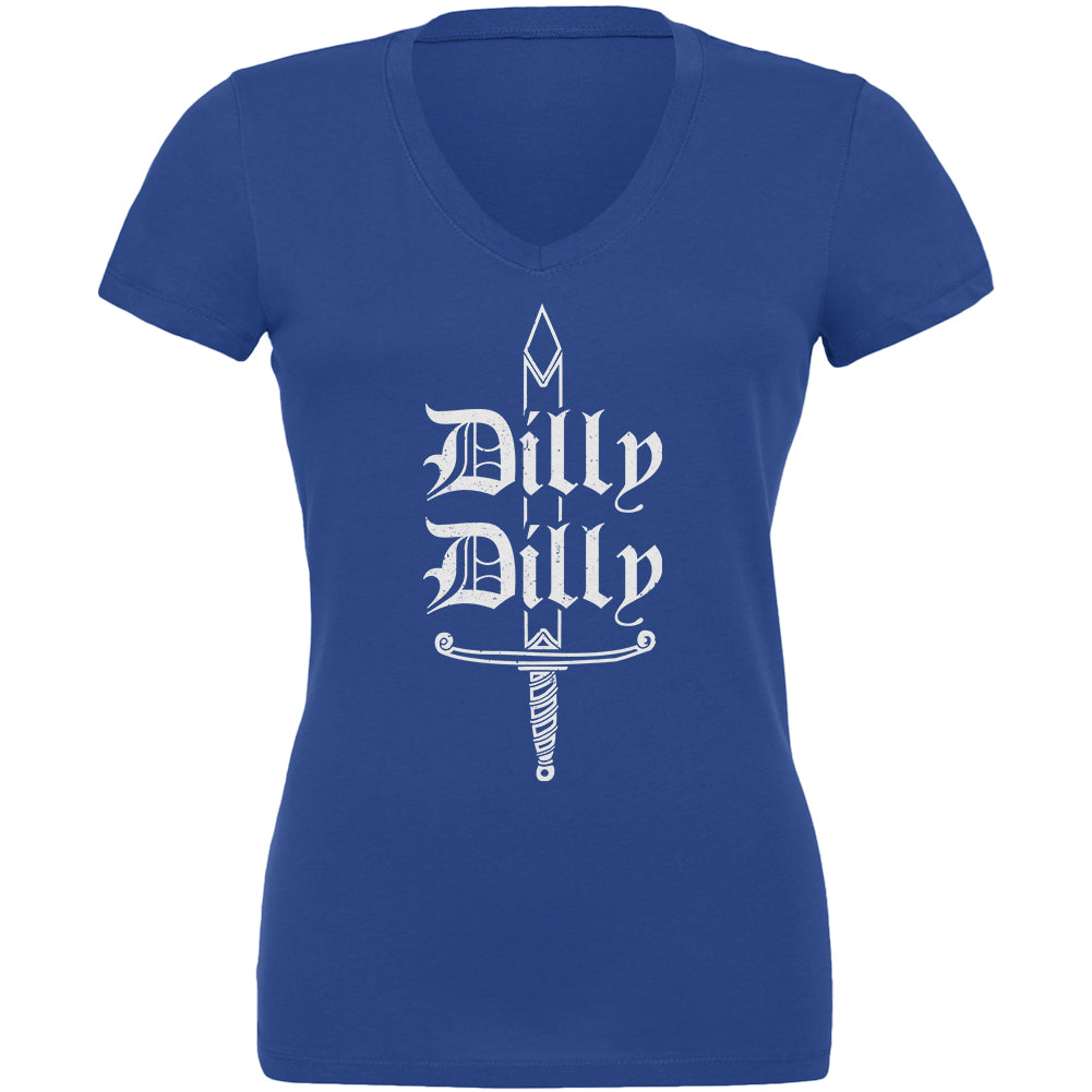 Dilly Dilly Sword Olde English Juniors V-Neck T Shirt Juniors T-Shirts Old Glory 2XL Royal 